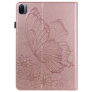 For Xiaomi Pad 5 Pro Big Butterfly Embossed Leather Tablet Case(Rose Gold)