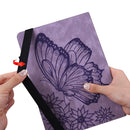 For Amazon Kindle Paperwhite 5 Big Butterfly Embossed Smart Leather Tablet Case(Purple)