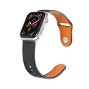 Nail Silver Buckle Leather Watch Band For Apple Watch Series 8&7 41mm / SE 2&6&SE&5&4 40mm / 3&2&1 38mm(Black)