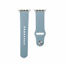 Nail Silver Buckle Leather Watch Band For Apple Watch Ultra 49mm / Series 8&7 45mm / SE 2&6&SE&5&4 44mm / 3&2&1 42mm(Haze Blue)