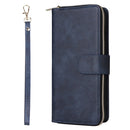 For Samsung Galaxy A23 9 Card Slots Zipper Wallet Bag Leather Phone Case(Blue)