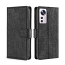 For Xiaomi 12 Pro Skin Feel Crocodile Magnetic Clasp Leather Phone Case(Black)