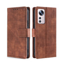 For Xiaomi 12 Pro Skin Feel Crocodile Magnetic Clasp Leather Phone Case(Brown)