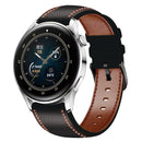 For Samsung Galaxy Watch 3 45mm Sewing Thread Genuine Leather Watch Band(Black)