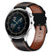 For Samsung Galaxy Watch 3 45mm Sewing Thread Genuine Leather Watch Band(Black)