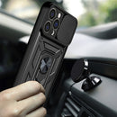 For iPhone 14 Plus Sliding Camera Cover Design TPU+PC Phone Case (Black)