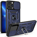 For iPhone 14 Plus Sliding Camera Cover Design TPU+PC Phone Case (Blue)