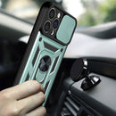 For iPhone 14 Plus Sliding Camera Cover Design TPU+PC Phone Case (Green)