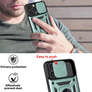 For iPhone 14 Plus Sliding Camera Cover Design TPU+PC Phone Case (Green)