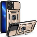 For iPhone 14 Plus Sliding Camera Cover Design TPU+PC Phone Case (Gold)