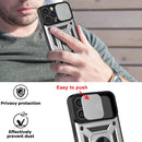 For iPhone 14 Plus Sliding Camera Cover Design TPU+PC Phone Case (Silver)