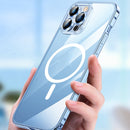Transparent MagSafe Magnetic Phone Case with Lens Film For iPhone 13 Pro Max(Sierra Blue)