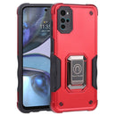 For Motorola Moto G22 5G Ring Holder Non-slip Armor Phone Case(Red)