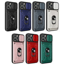 For iPhone 14 Pro Max Sliding Camshield TPU+PC Phone Case with Card Slot (Black)