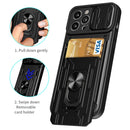 For iPhone 14 Pro Max Sliding Camshield TPU+PC Phone Case with Card Slot (Black)