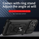 For iPhone 14 Pro Max Sliding Camshield TPU+PC Phone Case with Card Slot (Black)