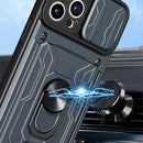 For iPhone 14 Pro Max Sliding Camshield TPU+PC Phone Case with Card Slot (Black)