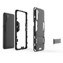 For OPPO A91 PC + TPU Shockproof Protective Case with Holder(Black)
