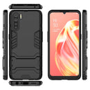 For OPPO A91 PC + TPU Shockproof Protective Case with Holder(Black)