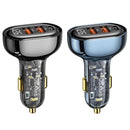 USAMS US-CC159 80W Dual USB + Type-C Digital Display Car Charger(Transparent Blue)