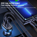 USAMS US-CC159 80W Dual USB + Type-C Digital Display Car Charger(Transparent Blue)
