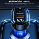 USAMS US-CC159 80W Dual USB + Type-C Digital Display Car Charger(Transparent Blue)