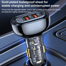 USAMS US-CC159 80W Dual USB + Type-C Digital Display Car Charger(Transparent Blue)