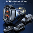 USAMS US-CC159 80W Dual USB + Type-C Digital Display Car Charger(Transparent Blue)