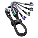 USAMS US-SJ563 U80 USB to Dual 8 Pin+Type-C/USB-C+Micro USB Aluminum Alloy Elbow Charging Data Cable, Length: 1.2m(Black)