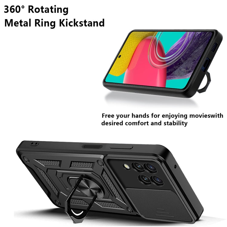 For Samsung Galaxy M53 5G Sliding Camera Cover Design TPU + PC Phone Case(Blue)