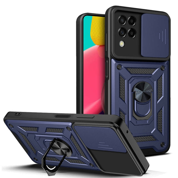 For Samsung Galaxy M53 5G Sliding Camera Cover Design TPU + PC Phone Case(Blue)