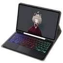 For Samsung Galaxy Tab S8 / S7 A700B-AS Lambskin Texture Backlight Bluetooth Keyboard Leather Tablet Case(Black)