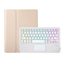 For Samsung Galaxy Tab S8 / S7 A700B-AS Lambskin Texture Backlight Bluetooth Keyboard Leather Tablet Case(Gold)