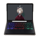 For Samsung Galaxy Tab A8 10.5 (2021) A08B-AS Lambskin Texture Backlight Bluetooth Keyboard Leather Tablet Case(Black)