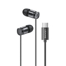 USAMS EP-46 Mini Type-C / USB-C Aluminum Alloy In-Ear Wired Earphone with Digital Chip, Length: 1.2m(Black)