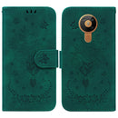 For Nokia 5.3 Butterfly Rose Embossed Leather Phone Case(Green)