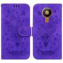 For Nokia 5.3 Butterfly Rose Embossed Leather Phone Case(Purple)