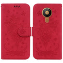 For Nokia 5.3 Butterfly Rose Embossed Leather Phone Case(Red)