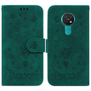 For Nokia 6.2 / 7.2 Butterfly Rose Embossed Leather Phone Case(Green)