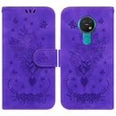For Nokia 6.2 / 7.2 Butterfly Rose Embossed Leather Phone Case(Purple)