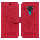 For Nokia 6.2 / 7.2 Butterfly Rose Embossed Leather Phone Case(Red)