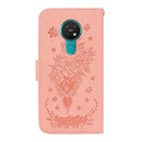 For Nokia 6.2 / 7.2 Butterfly Rose Embossed Leather Phone Case(Pink)