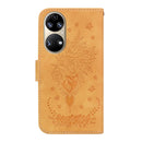 For Huawei P50 Butterfly Rose Embossed Leather Phone Case(Yellow)
