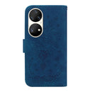 For Huawei P50 Pro Butterfly Rose Embossed Leather Phone Case(Blue)