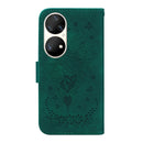 For Huawei P50 Pro Butterfly Rose Embossed Leather Phone Case(Green)