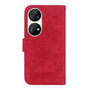 For Huawei P50 Pro Butterfly Rose Embossed Leather Phone Case(Red)