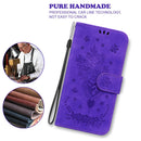 For Motorola Moto G52 Butterfly Rose Embossed Leather Phone Case(Purple)
