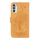 For Motorola Moto G52 Butterfly Rose Embossed Leather Phone Case(Yellow)