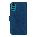 For Motorola Moto G22 Butterfly Rose Embossed Leather Phone Case(Blue)
