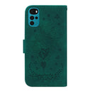 For Motorola Moto G22 Butterfly Rose Embossed Leather Phone Case(Green)